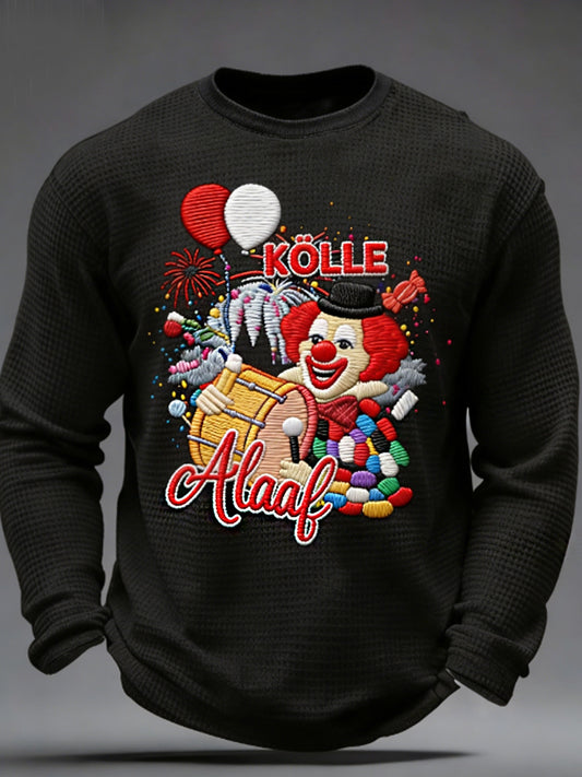 Männer Kölner Karneval Waffel lang ärmel iges T-Shirt