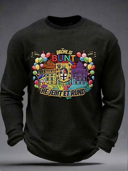 Männer Kölner Karneval Waffel lang ärmel iges T-Shirt