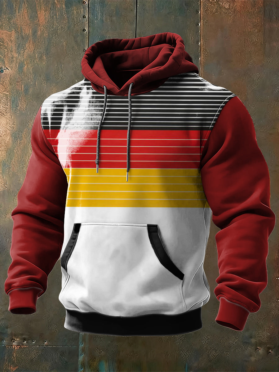 Männer dynamischer rot-schwarzer deutscher Flagge gestreifter Hoodie