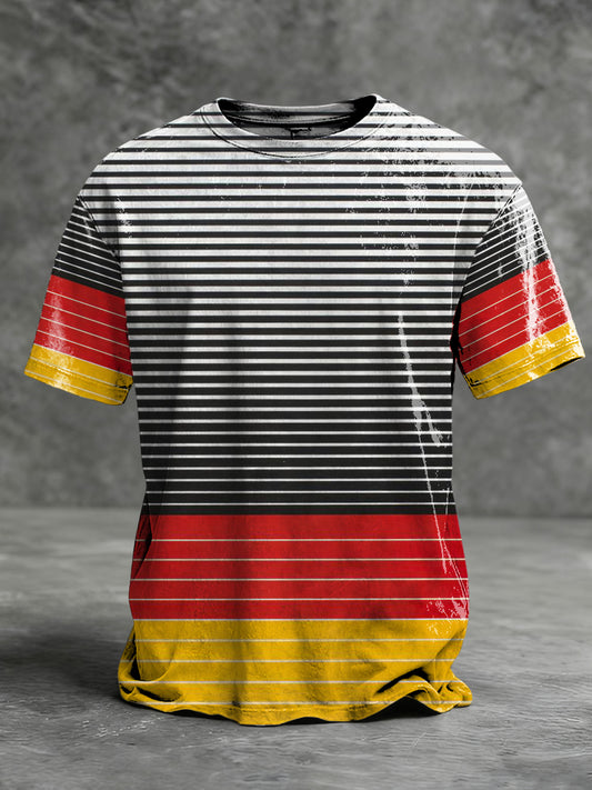 Männer Edgy Schwarz Deutsche Flagge Streifen Patch T-Shirt