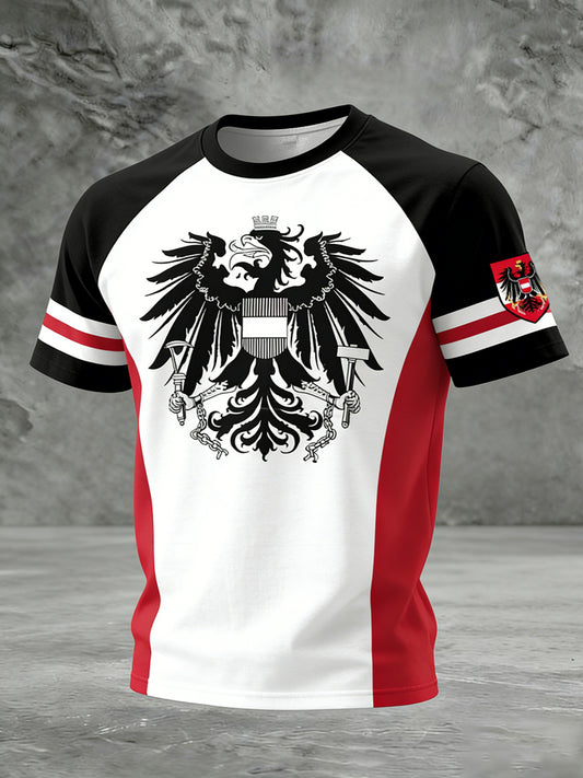 Retro österreich isches Emblem Patchwork Casual T-Shirt