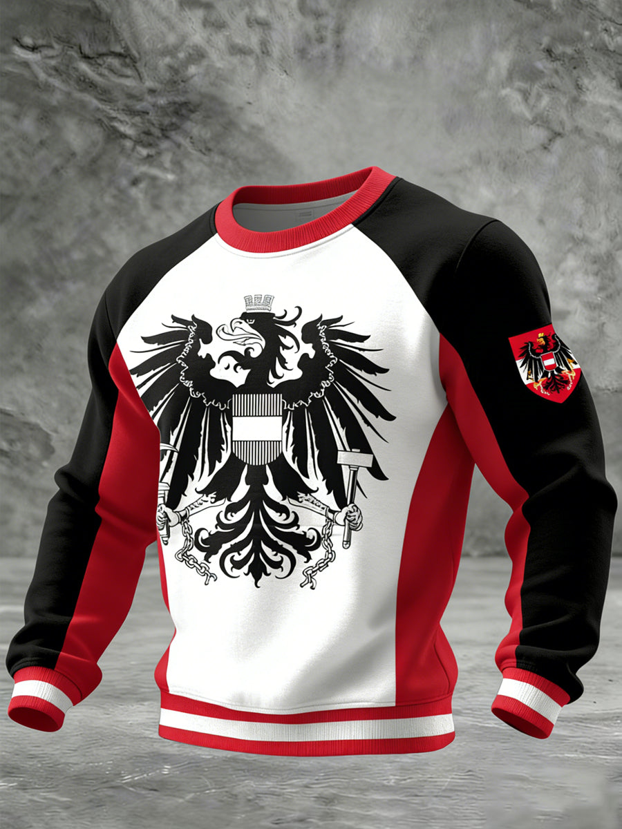 Retro österreich isches Emblem Patchwork Casual Crewneck Pullover