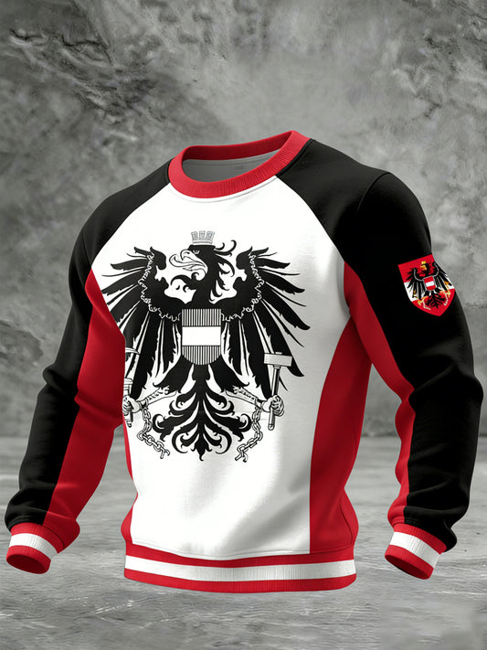 Retro österreich isches Emblem Patchwork Casual Crewneck Pullover