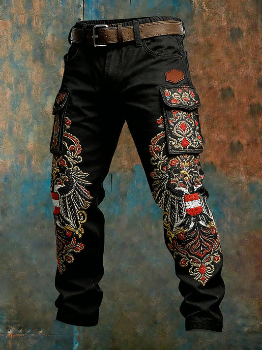 Herren Vintage Österreich ische Flagge Kunstdruck Business Casual Arbeits hosen