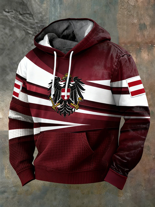Retro Österreich ische Flagge Muster Casual Waffel-Strick bequemes Kapuzen-Sweatshirt