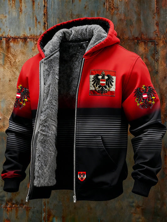 Herren Vintage Österreich ische Flagge Emblem Fleece-Ausgekleidet Kapuzen jacke