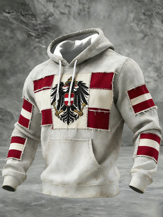 Retro Österreich ische Flagge Muster Casual Waffel-Strick bequemes Kapuzen-Sweatshirt