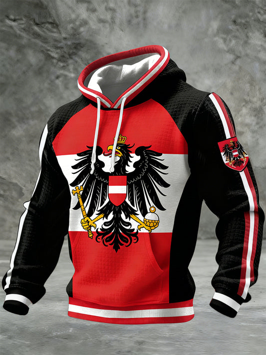 Retro Österreich ische Flagge Muster Casual Waffel-Strick bequemes Kapuzen-Sweatshirt
