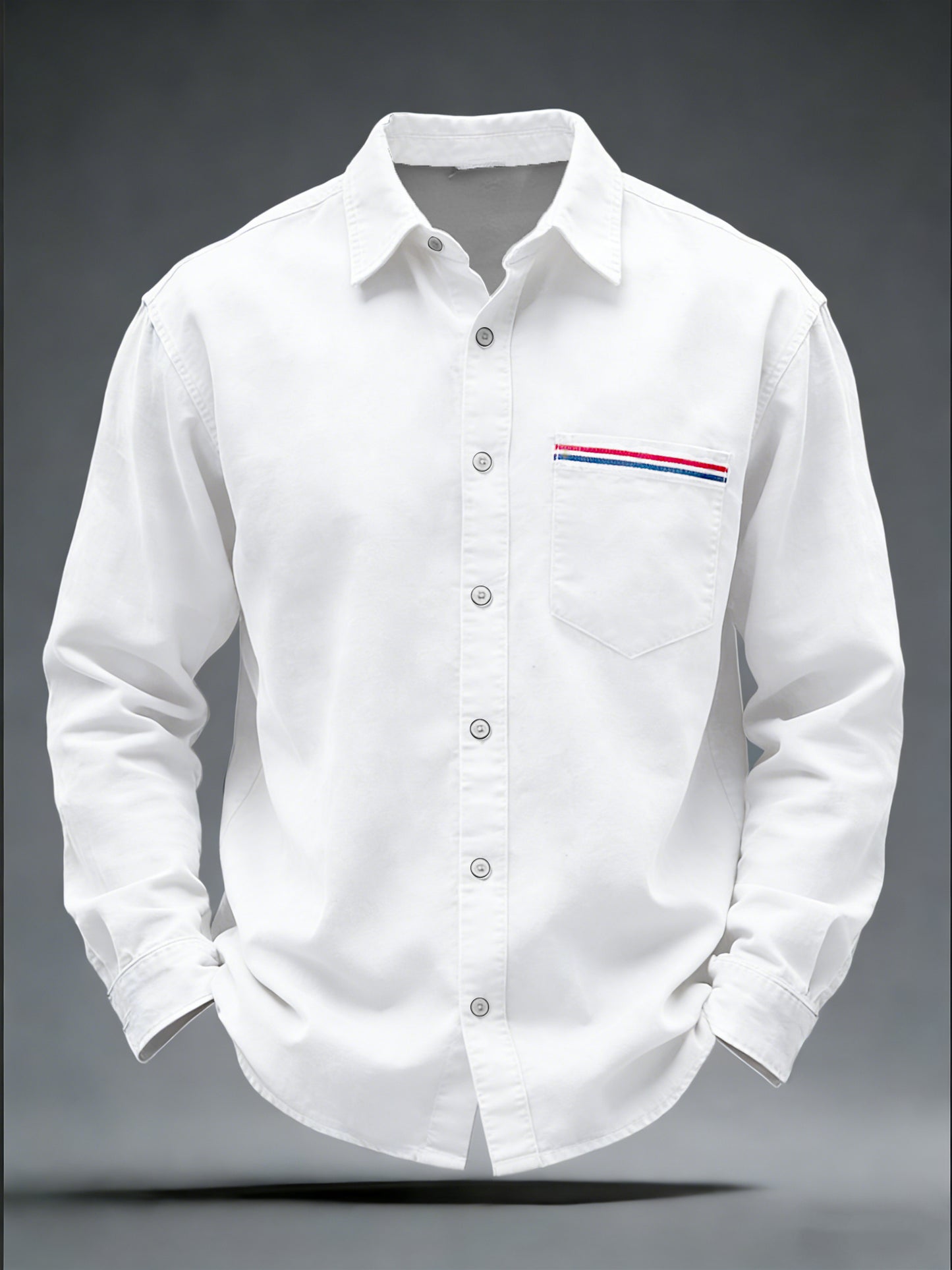 Männer knackig weiße Flagge Streifen Tasche Button-Down-Shirt