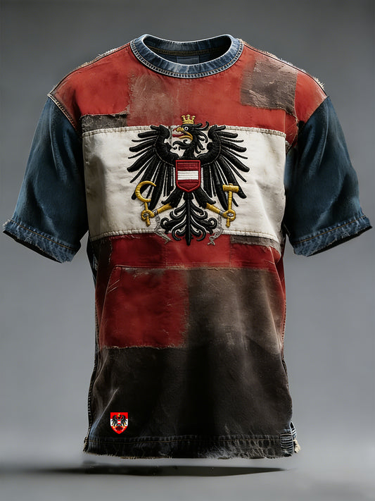 Retro Österreich ische Flagge Muster Patchwork Kunstdruck Casual T-Shirt