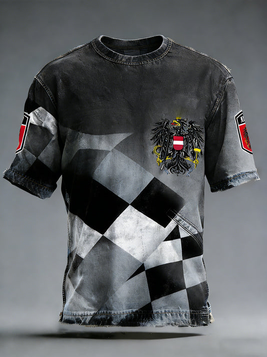 Retro Österreich ische Flagge Muster Patchwork Kunstdruck Casual T-Shirt