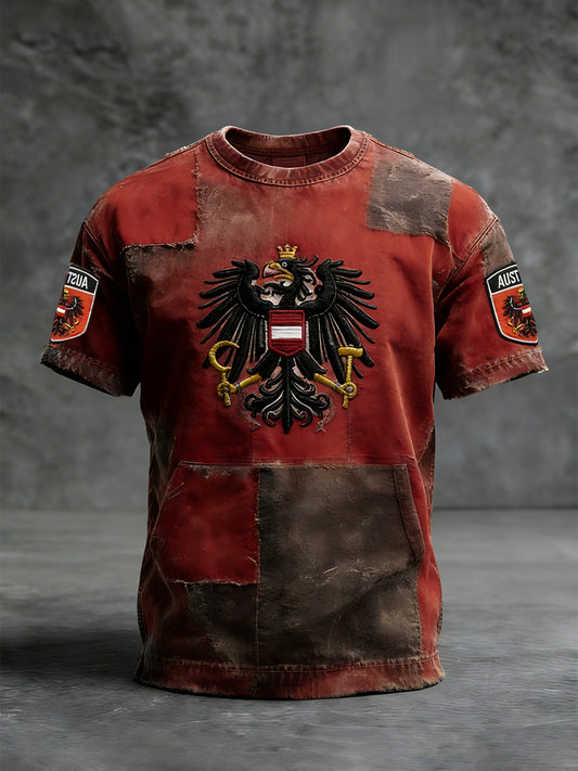 Retro Österreich ische Flagge Muster Patchwork Kunstdruck Casual T-Shirt