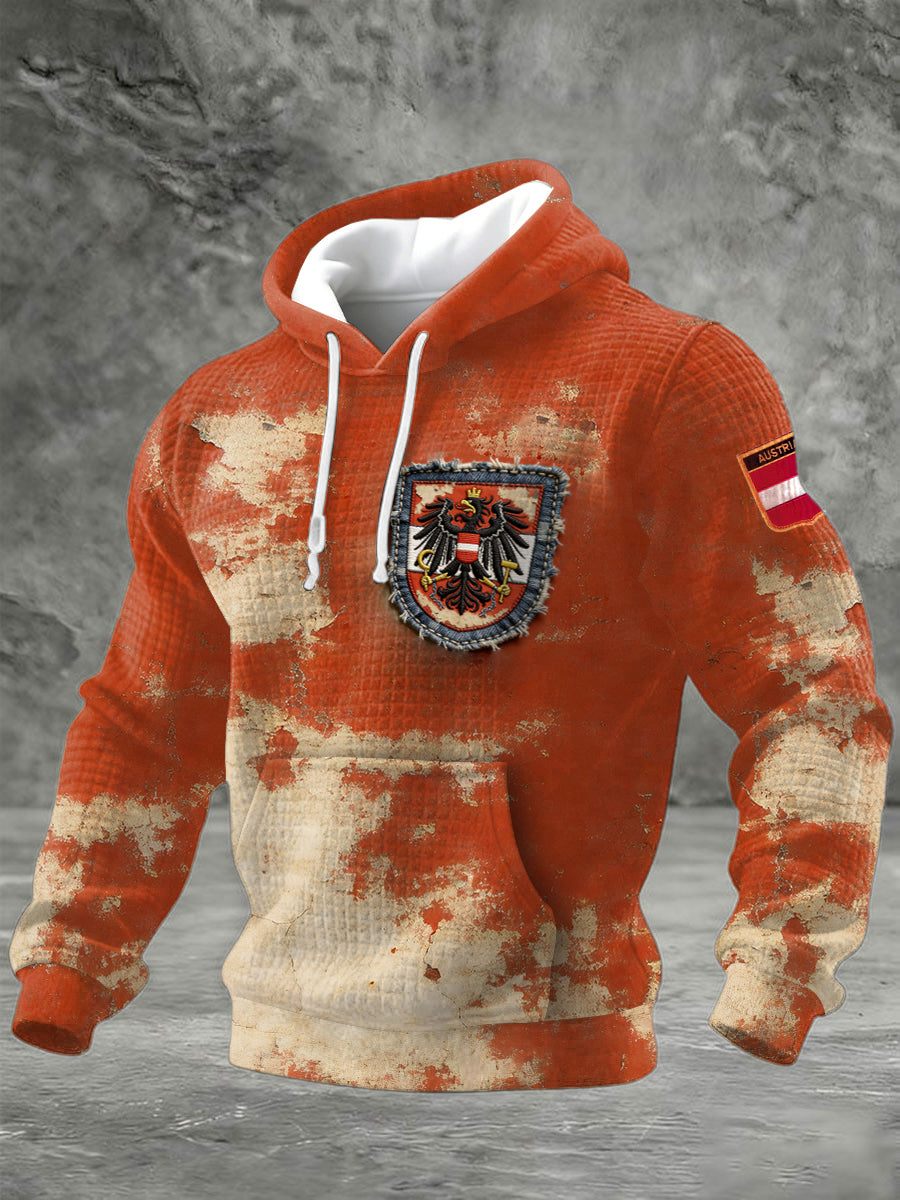 Herren-Sweatshirt aus Baumwolle mit Vintage-Print mit österreichi scher Flagge