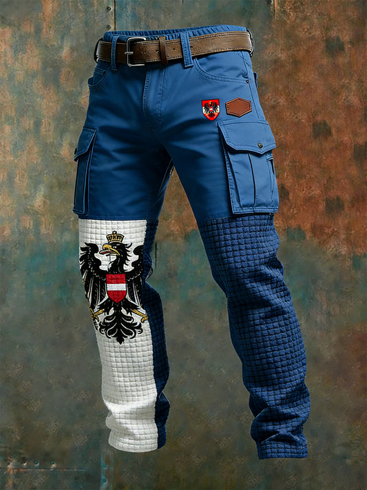 Herren Vintage Österreich ische Flagge Kunstdruck Business Casual Arbeits hosen