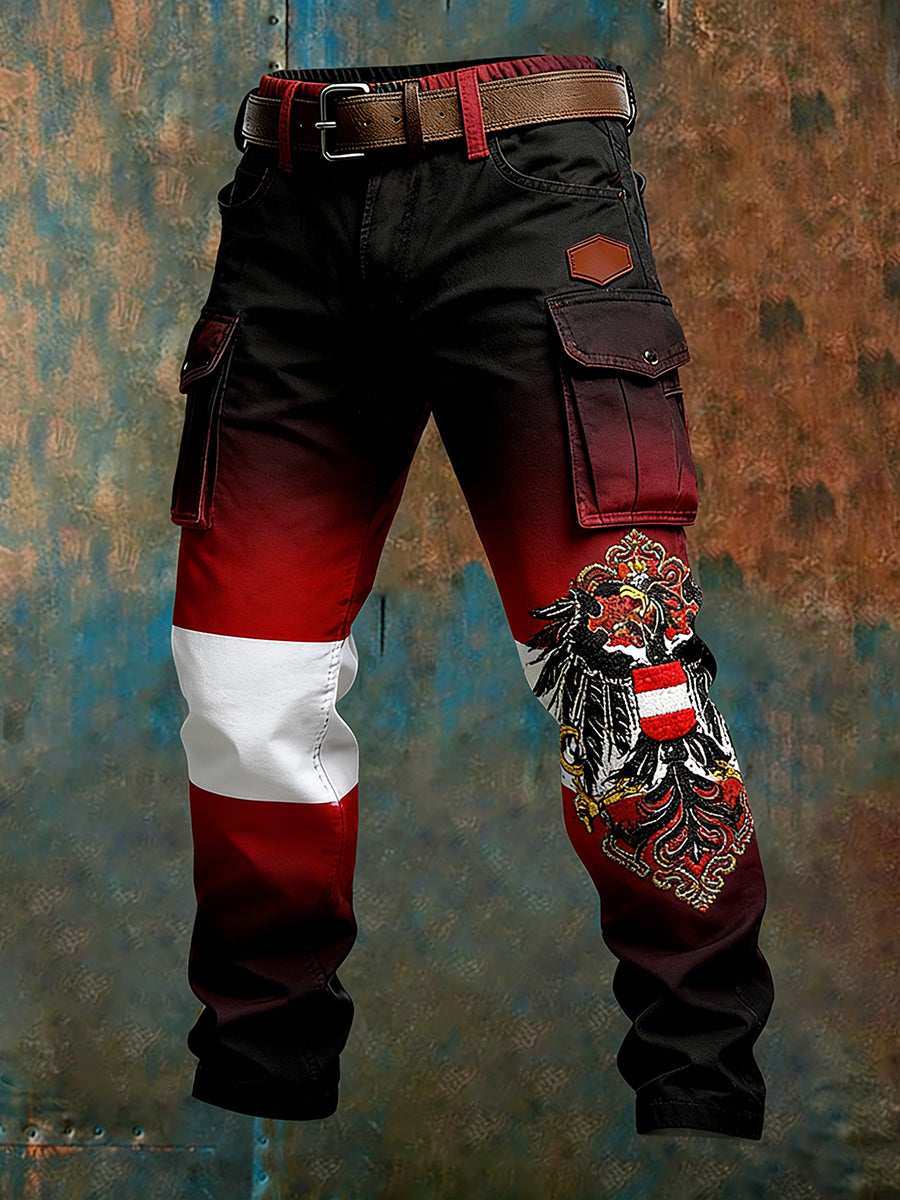 Herren Vintage Österreich ische Flagge Kunstdruck Business Casual Arbeits hosen
