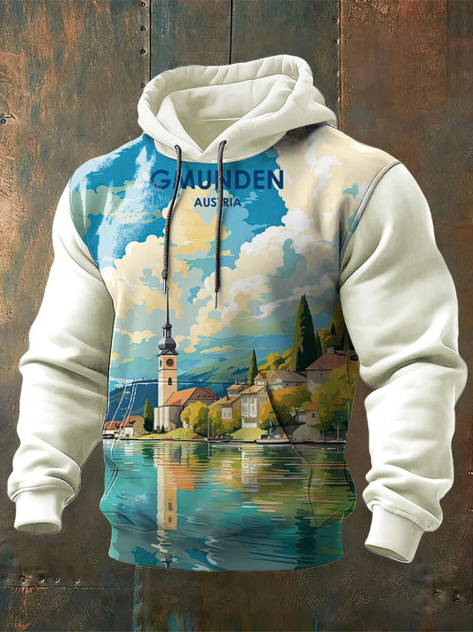 Herren Vibrant Gmunden Österreich Scenic Print Hoodie
