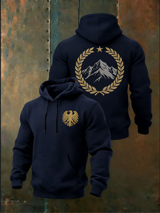 Herren Eleganter Marine Österreichi scher Adler & Gebirgs kranz Hoodie