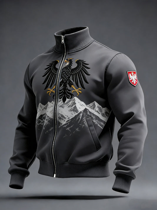 Herren-Jacke mit grauem polnischem Adler und Alpine Print