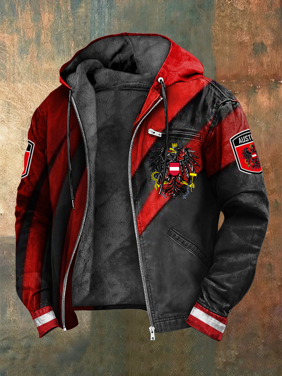 Retro österreich ische Steigung gestreifte Fleece-Kapuzen jacke