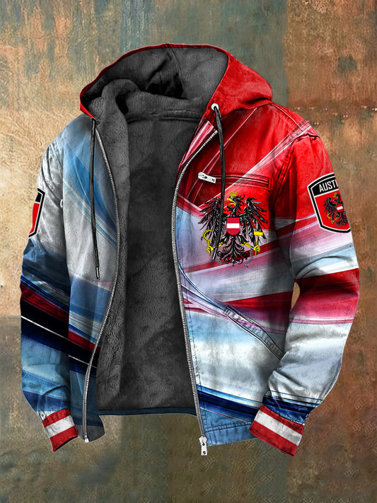 Retro-Kapuzen jacke im österreich ischen Stil mit Struktur und Fleece ausgekleidet