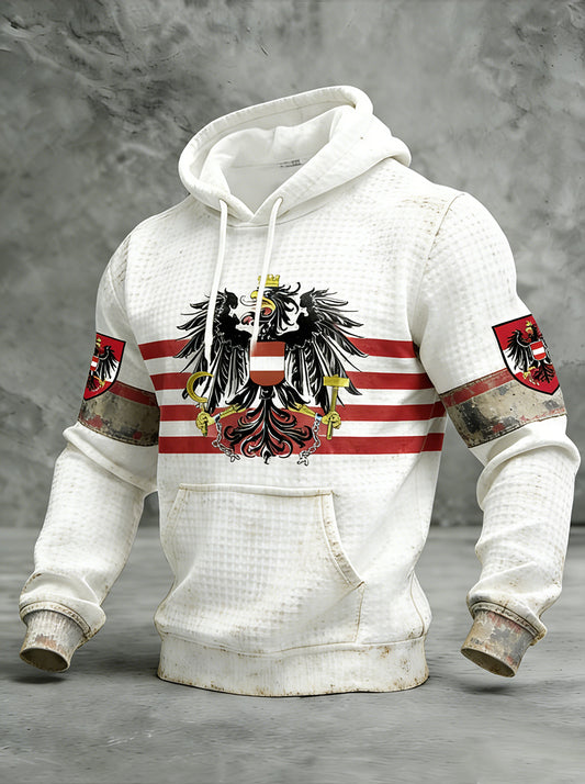 Retro Österreich ische Flagge Muster Casual Waffel-Strick bequemes Kapuzen-Sweatshirt
