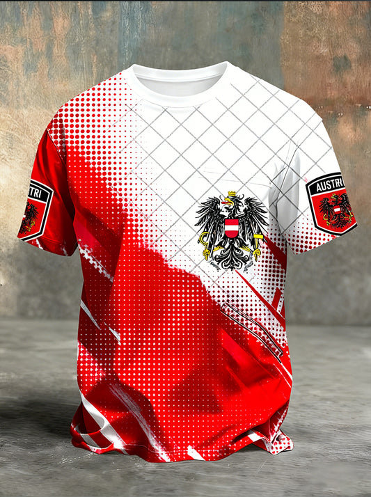 Retro Österreich ische Flagge Muster Patchwork Kunstdruck Casual T-Shirt