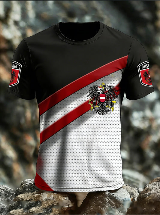 Retro Österreich ische Flagge Muster Patchwork Kunstdruck Casual T-Shirt