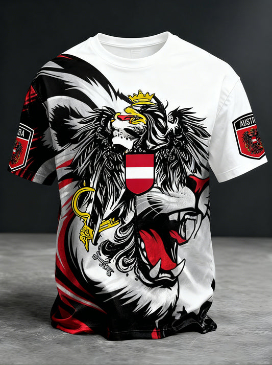 Retro Österreich ische Flagge Muster Patchwork Kunstdruck Casual T-Shirt