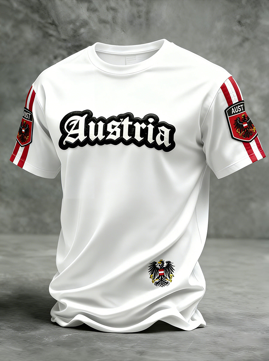 Retro Österreich ische Flagge Muster Patchwork Kunstdruck Casual T-Shirt