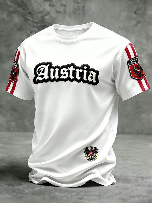 Retro Österreich ische Flagge Muster Patchwork Kunstdruck Casual T-Shirt