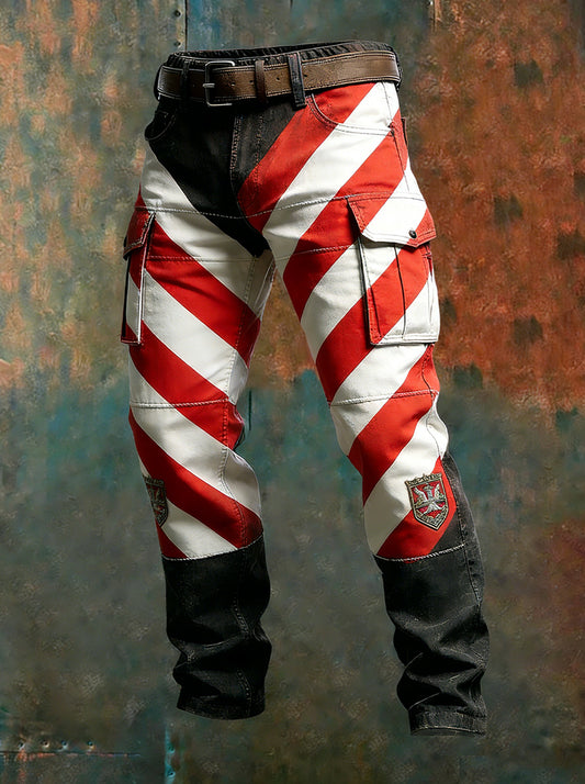 Herren Vintage Österreich ische Flagge Kunstdruck Business Casual Arbeits hosen