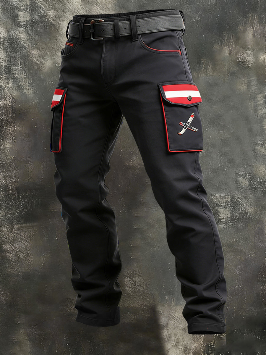 Herren-Cargo hose mit schwarzem Schlittschuh-Emblem