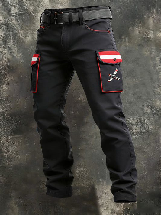 Herren-Cargo hose mit schwarzem Schlittschuh-Emblem