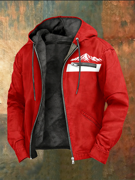 Herren Österreich Bold Red Mountain Accent Sherpa-Kapuzen jacke mit Reiß verschluss