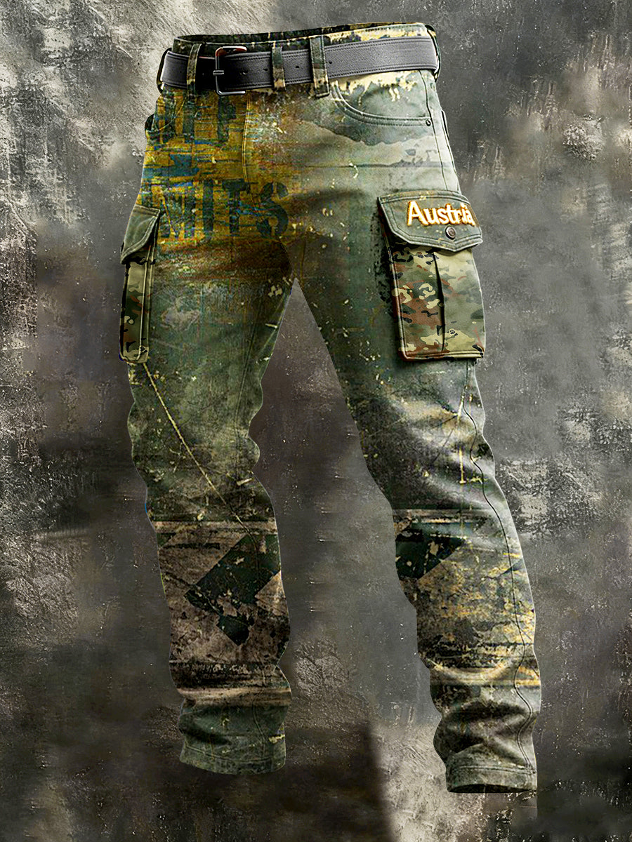 Herren-Hose mit österreichi schem Armee grün Vintage-Print