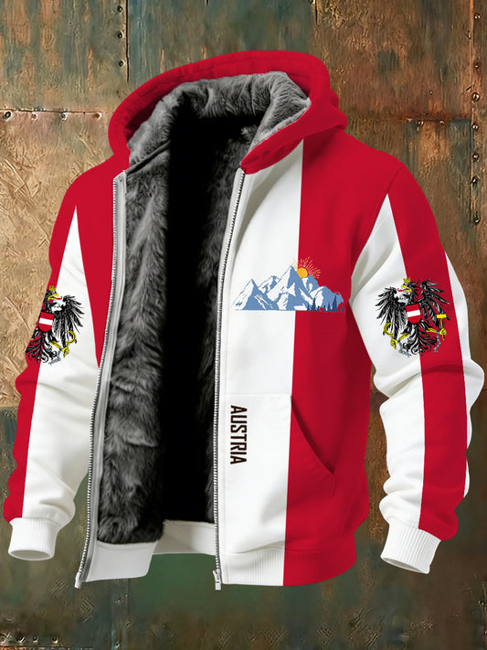 Warme Herren jacke mit österreichi schem Kunstdruck