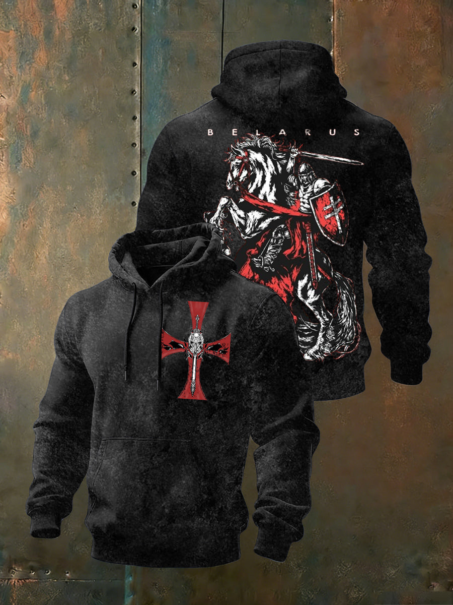 Stilvolles schwarzes Herren-Sweatshirt mit Eiserner Kreuz-Soldat-Design