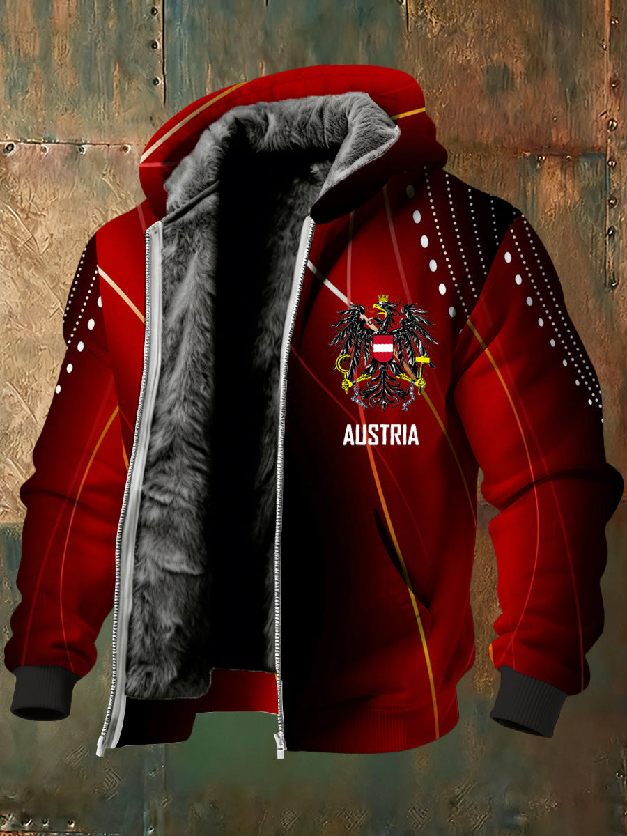 Warme Herren jacke mit österreichi schem Kunstdruck