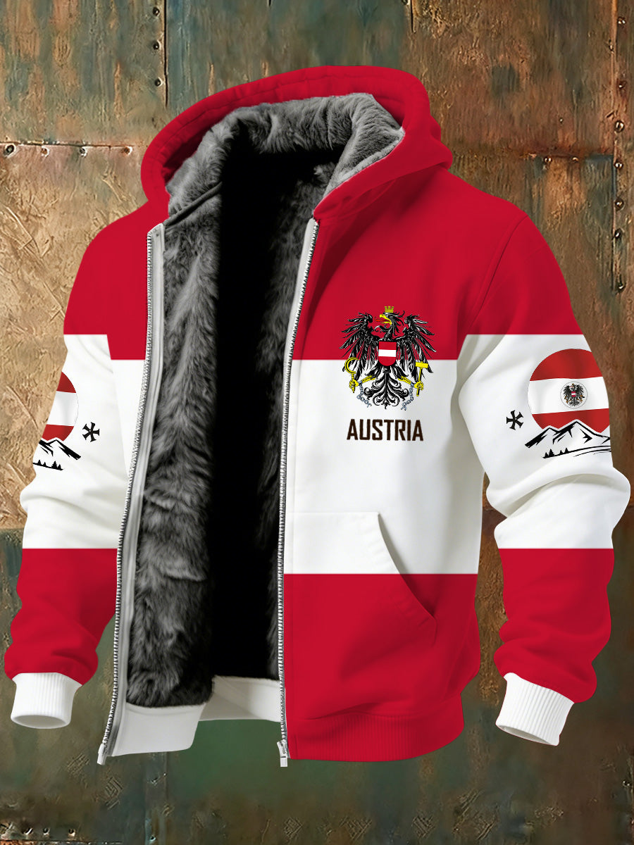 Warme Herren jacke mit österreichi schem Kunstdruck