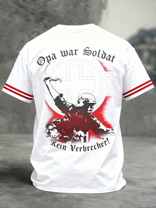 Herren Vintage deutsche Flagge Print Casual T-Shirt