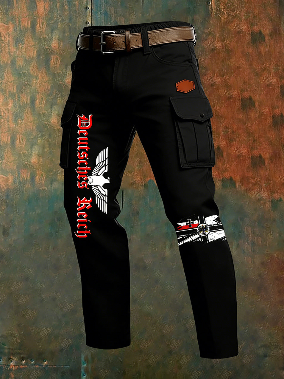 Herren Vintage Deutsche Flagge Print Freizeit-Cargo hosen