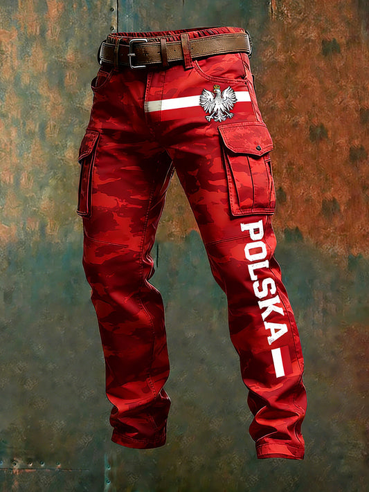 Herren Retro Polnischer Kunstdruck Business Casual Work Hose
