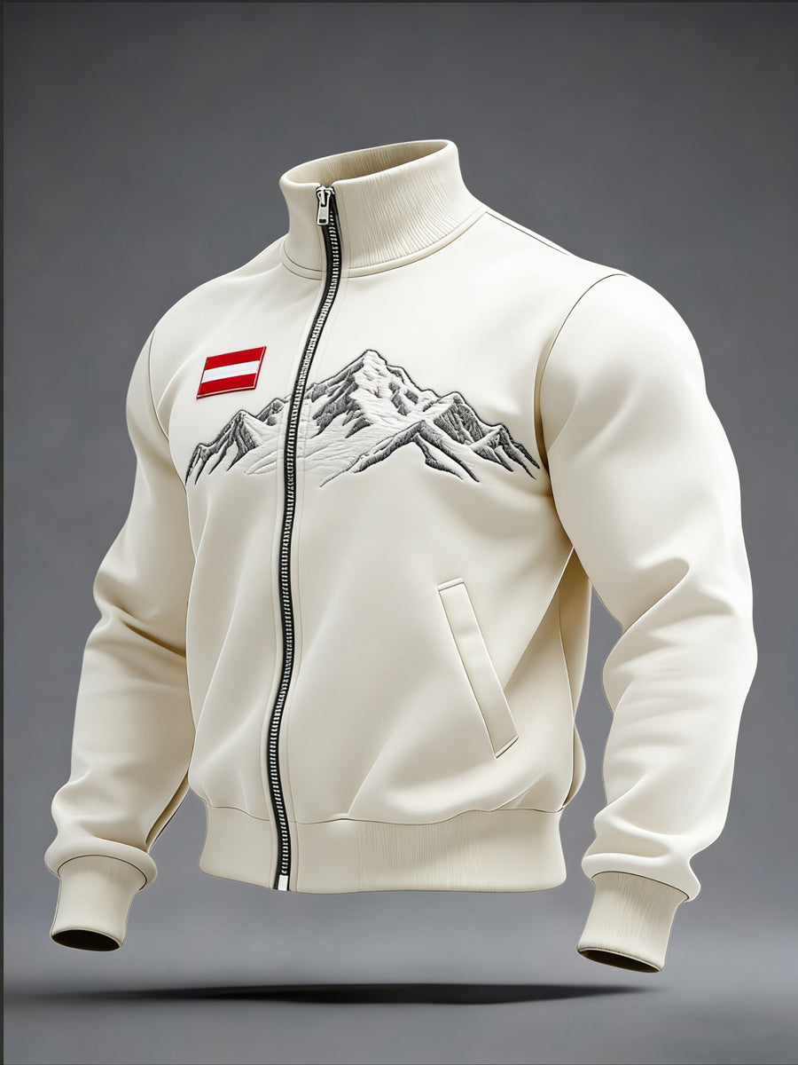Herren Elegante Beige Österreich ische Mountain Trainings jacke