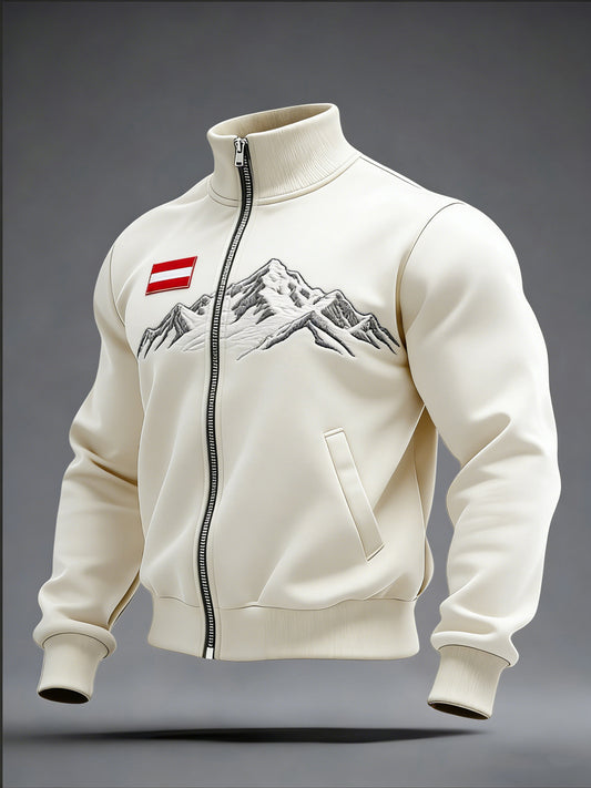 Herren Elegante Beige Österreich ische Mountain Trainings jacke
