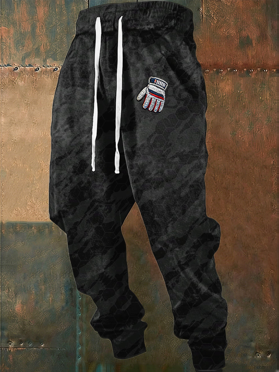 Herren Styli sche schwarze Camo Ski Handschuh Detail Jogging hose