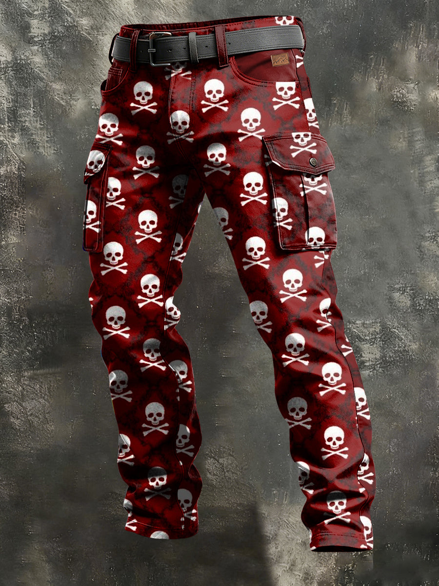 Herren Retro-Urlaubs-Business-Kunst-Skull-Print Freizeit-Arbeits kleidung