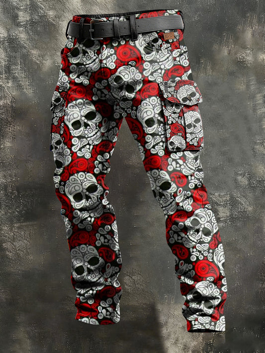 Herren Retro-Urlaubs-Business-Kunst-Skull-Print Freizeit-Arbeits kleidung