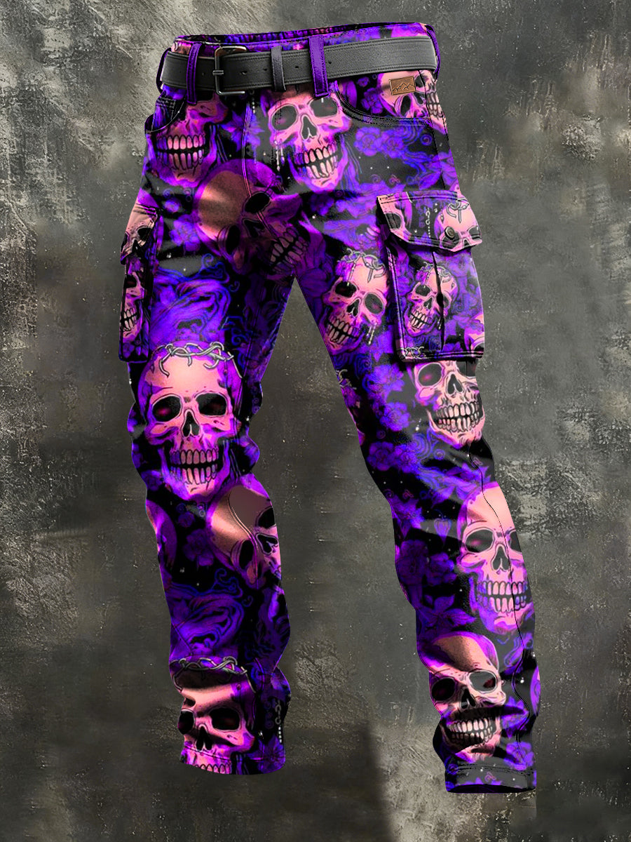 Herren Retro-Urlaubs-Business-Kunst-Skull-Print Freizeit-Arbeits kleidung