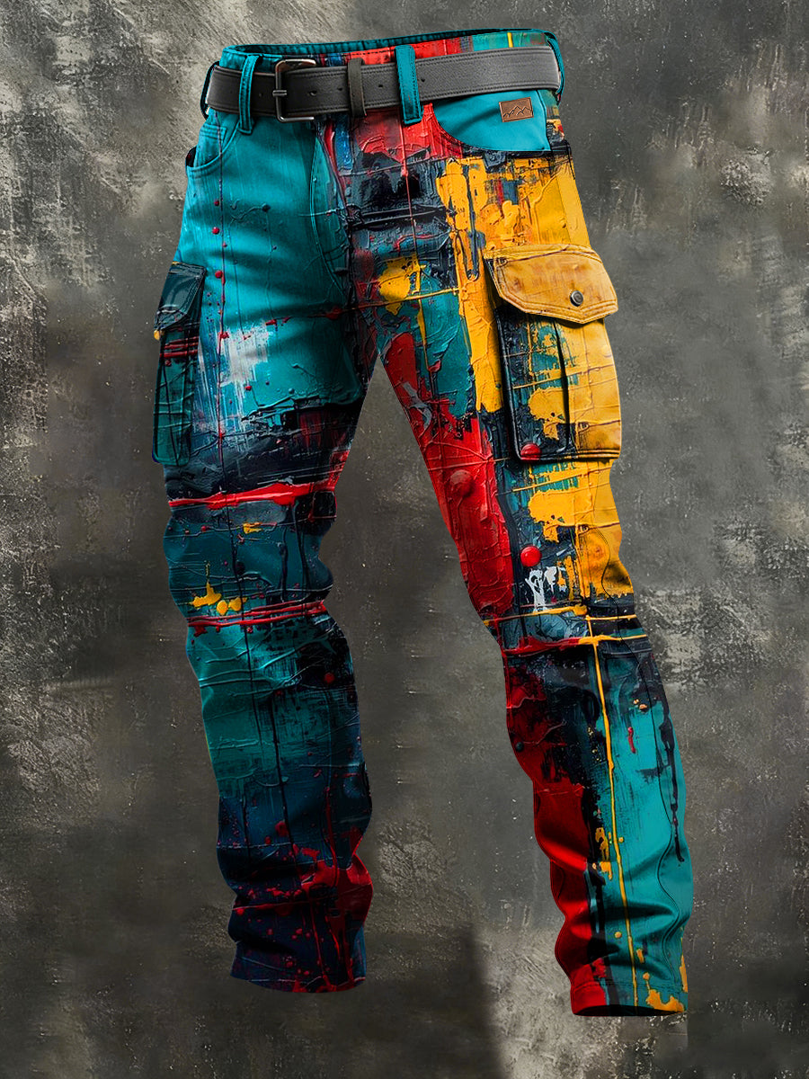 Herren-Retro-Urlaub Business-Kunstdruck Freizeit-Hose