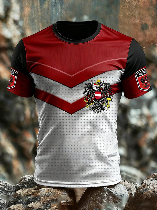 Retro Österreich ische Flagge Muster Patchwork Kunstdruck Casual T-Shirt